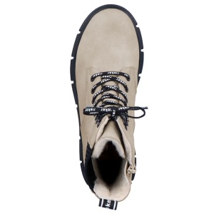 Ghete dama bej casual piele ecologica imblanite cu talpa joasa Rieker X3414-60-Bej