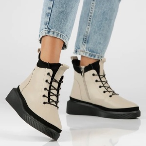 Ghete dama bej casual piele naturala cu talpa joasa Filippo DBT4799-23-BE-Bej