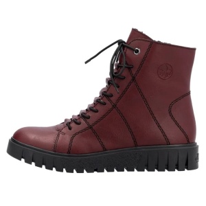 Ghete dama, bordo, casual, piele ecologica, imblanite, cu talpa joasa, Rieker Y3420-36-Bordo