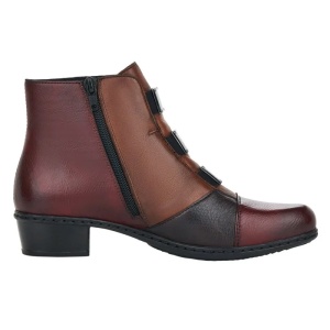 Ghete dama bordo casual piele naturala cu toc Rieker Y0764-35-Bordo
