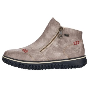 Ghete dama, gri, casual, piele ecologica, impermeabile, imblanite, cu talpa joasa, Rieker L4270-43-Gri