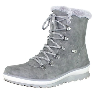 Ghete dama gri casual piele ecologica impermeabile imblanite cu talpa joasa Remonte R8472-45-Gri