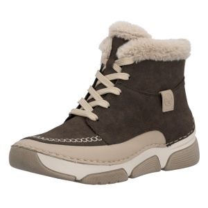 Ghete dama maro casual piele ecologica imblanite cu talpa joasa Rieker 45947-25-Maro