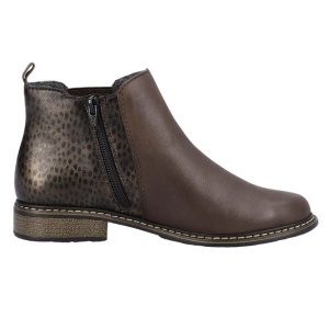 Ghete dama maro casual piele naturala cu toc Rieker Z4965-25-Maro