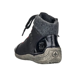 Ghete dama negru casual piele ecologica cu talpa joasa Rieker 52513-00-Negru