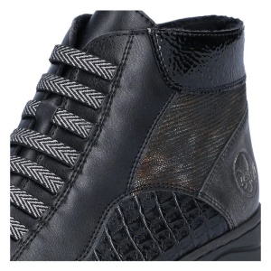 Ghete dama negru casual piele ecologica cu talpa joasa Rieker N3374-00-Negru