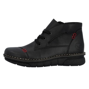 Ghete dama, negru, casual, piele ecologica, imblanite, cu talpa joasa, Rieker 73301-00-Negru