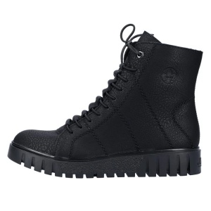 Ghete dama, negru, casual, piele ecologica, imblanite, cu talpa joasa, Rieker Y3420-00-Negru