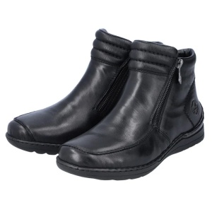 Ghete dama negru casual piele naturala imblanite cu talpa joasa Rieker 48999-00-Negru