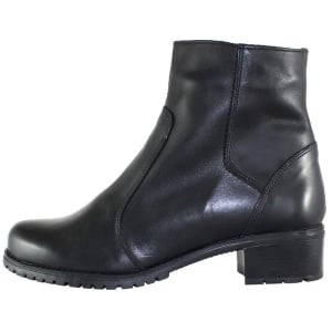 Ghete dama, negru, casual, piele naturala, imblanite, cu toc, Nicolis 146640-Negru