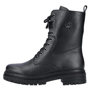 Ghete dama, negru, casual, piele naturala, imblanite, cu toc, Rieker Y3115-00-Negru