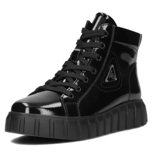 Ghete dama negru casual piele naturala lacuita cu talpa joasa Filippo DBT4146-23-BK-Negru