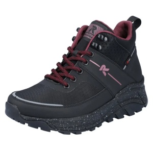 Ghete dama negru sport piele ecologica impermeabile cu talpa groasa Rieker W0061-00-Negru