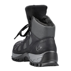 Ghete dama negru sport piele ecologica impermeabile imblanite cu talpa joasa Rieker M9844-00-Negru