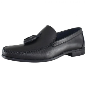 Mocasini barbati negru casual piele naturala cu ciucuri cu toc Dogati 7005-Negru