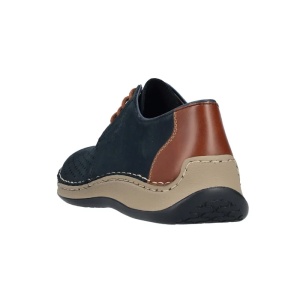 Pantofi barbati albastru casual piele naturala perforati cu talpa joasa Rieker 05226-14-Albastru