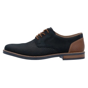 Pantofi barbati, albastru inchis, casual, piele naturala, cu toc, Rieker 13509-14-Albastru-Inchis