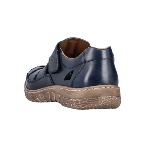 Pantofi barbati albastru inchis casual piele naturala perforati cu talpa joasa Rieker 03578-14-Albastru-Inchis