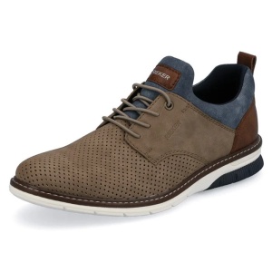 Pantofi barbati bej casual piele ecologica si textil cu talpa joasa Rieker 14450-64-Bej