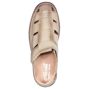Pantofi barbati bej casual piele naturala perforati cu talpa joasa Nicolis 70864-Bej