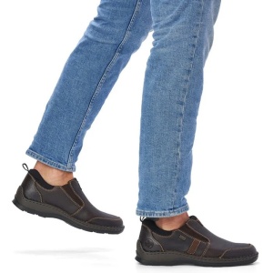Pantofi barbati maro casual piele naturala impermeabili cu talpa groasa Rieker 05355-25-Maro