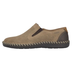 Pantofi barbati, maro, casual, piele naturala, perforati, cu talpa joasa, Rieker B2460-25-Maro