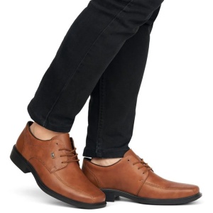 Pantofi barbati maro eleganti piele naturala impermeabili cu toc Rieker B0013-24-Maro