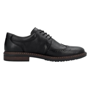 Pantofi barbati negru casual piele naturala cu toc Rieker 17620-00-Negru