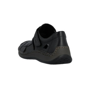 Pantofi barbati negru casual piele naturala perforati cu talpa joasa Rieker 05281-00-Negru