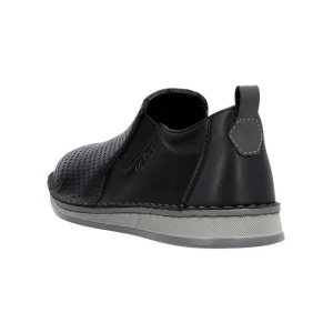 Pantofi barbati negru casual piele naturala perforati cu talpa joasa Rieker 05457-00-Negru
