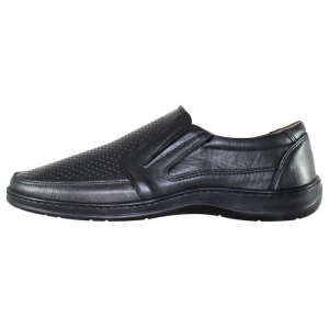 Pantofi barbati, negru, casual, piele naturala, perforati, cu talpa joasa, Nicolis 200589-Negru