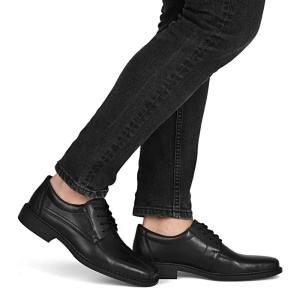 Pantofi barbati negru eleganti piele naturala cu toc Rieker B0812-00-Negru