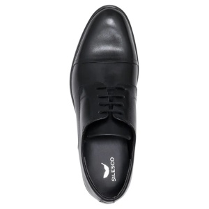 Pantofi barbati negru eleganti piele naturala cu toc Silesco 121-T-S-Negru