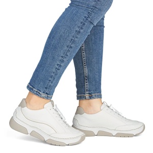 Pantofi dama alb casual piele ecologica cu talpa joasa Rieker 45969-80-Alb