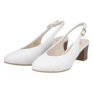 Pantofi dama alb casual piele naturala cu toc Rieker 44651-80-Alb