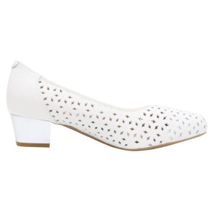 Pantofi dama alb casual piele naturala perforati cu toc Karisma JIJI20106C-13-N-Alb