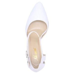 Pantofi dama alb eleganti piele naturala cu toc S1207-Alb