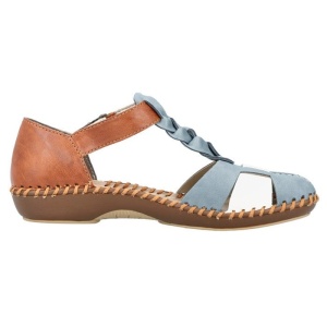 Pantofi dama albastru casual piele ecologica cu talpa joasa Rieker M1665-90-Albastru