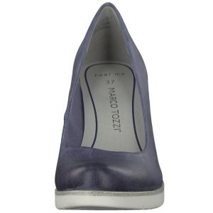 Pantofi dama albastru casual piele ecologica cu toc Marco Tozzi 2-22435-20-822-Albastru