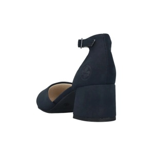 Pantofi dama albastru eleganti piele ecologica cu toc Rieker 44762-14-Albastru
