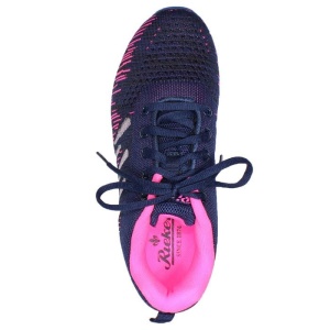 Pantofi dama albastru inchis sport textil cu talpa joasa Rieker N9300-14-Albastru-Inchis