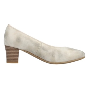 Pantofi dama auriu casual piele ecologica cu toc Rieker 44650-91-Auriu