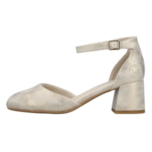 Pantofi dama, auriu, eleganti, piele ecologica, cu toc, Rieker 44762-91-Auriu
