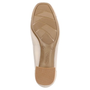 Pantofi dama bej elegant piele naturala perforati cu toc Rieker 45065-80-Bej