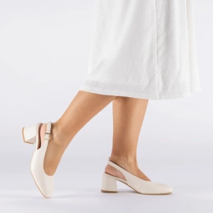 Pantofi dama bej eleganti piele ecologica cu toc Rieker 44751-61-Bej