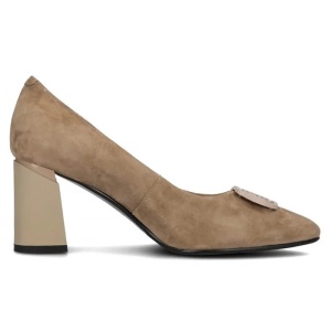 Pantofi dama bej eleganti piele intoarsa cu toc Filippo DP6176-24-BE-Bej