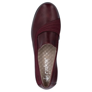 Pantofi dama bordo casual piele naturala cu platforma Rieker L5356-35-Bordo
