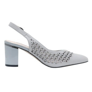 Pantofi dama gri eleganti piele naturala perforati cu toc Epica JIJI20011A-14-N-Gri