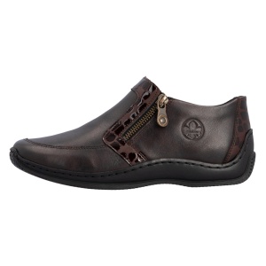 Pantofi dama, maro, casual, piele naturala, cu talpa joasa, Rieker L1773-25-Maro