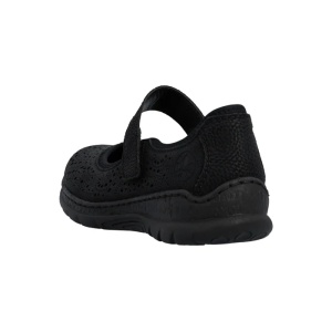 Pantofi dama negru casual piele ecologica cu talpa joasa Rieker N4299-00-Negru